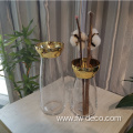 gold rimmed round tall flower vases glass